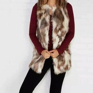 Almost Famous Long Faux Fur Vest Coverup Women SzL